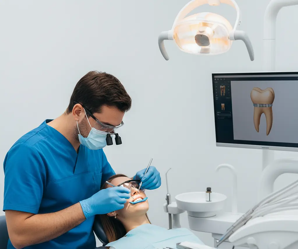 Colocación de una corona dental definitiva